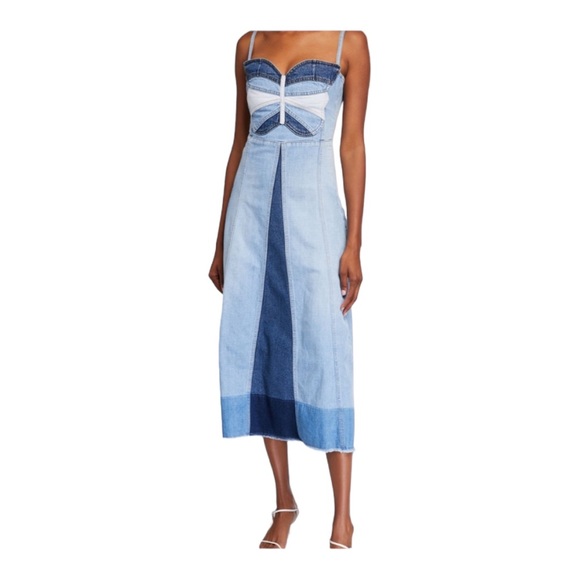 RED Valentino Patchwork Denim Dress Sz 48 (US 12) - Picture 2 of 6